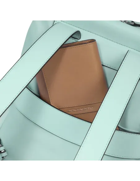 Zaino donna piccolo porta ipad in tessuto e pelle Piquadro Circle, verde