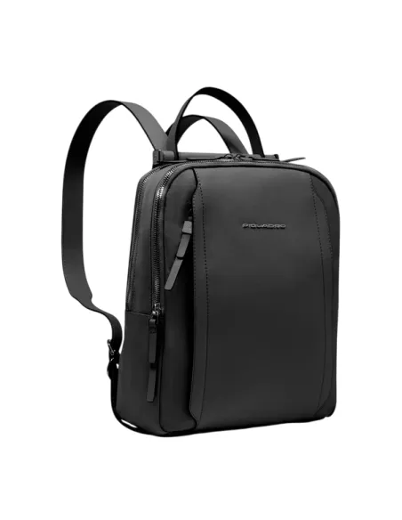 Zaino donna piccolo porta ipad in tessuto e pelle Piquadro Circle, nero