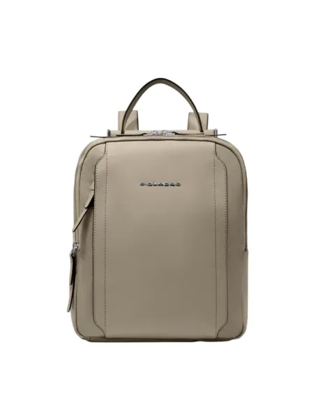 Piquadro Circle 12.9 iPad®Pro women's backpack in fabric and leather, beige
