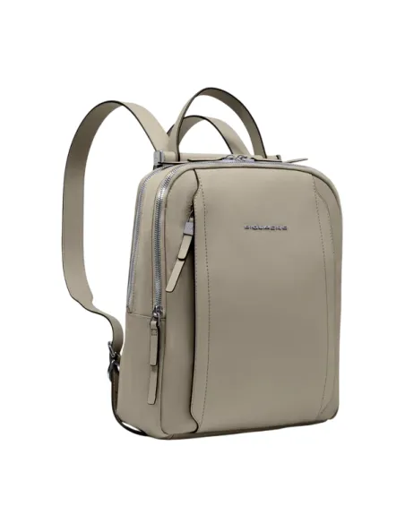 Piquadro Circle 12.9 iPad®Pro women's backpack in fabric and leather, beige