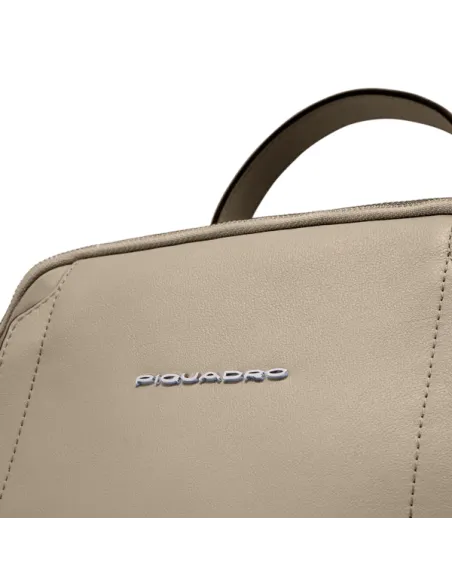 Piquadro Circle 12.9 iPad®Pro women's backpack in fabric and leather, beige