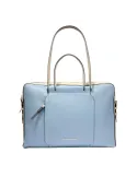 Cartella due manici sottile in pelle Piquadro Circle, azzurra-beige