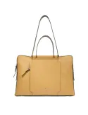 Cartella due manici sottile in pelle Piquadro Circle, giallo-beige