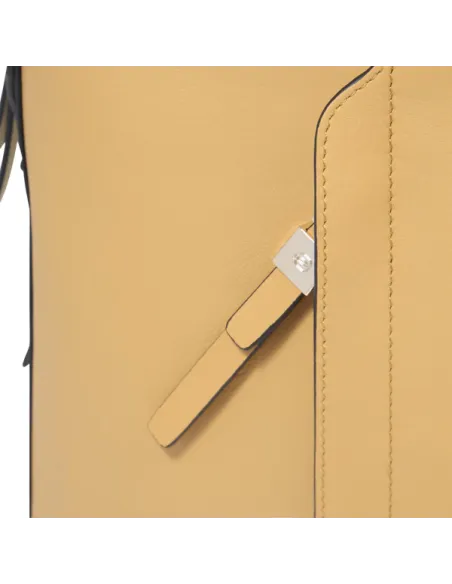 Cartella due manici sottile in pelle Piquadro Circle, giallo-beige