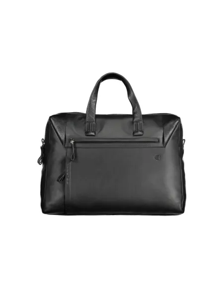 Piquadro Pan 15.6 computer leather two-handled briefcase, black