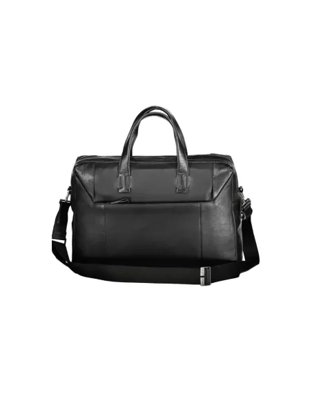 Piquadro Pan 15.6 computer leather two-handled briefcase, black