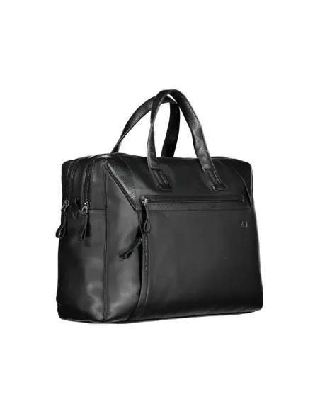 Piquadro Pan 15.6 computer leather two-handled briefcase, black