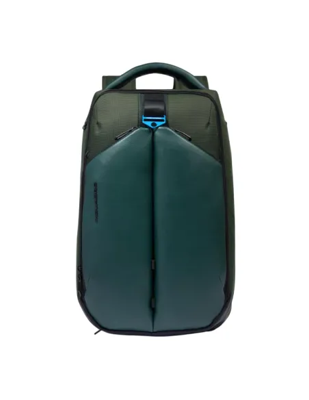 Reiserucksack mit 15,6 PC-Fach aus Stoff und veganem Leder Piquadro, grün