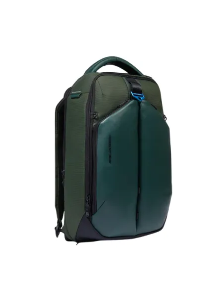 Zaino da viaggio porta PC da 15,6 in  tessuto e pelle vegana Piquadro, verde