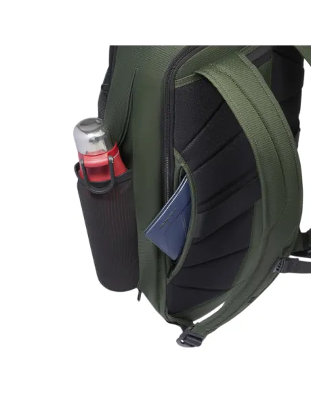 Zaino da viaggio porta PC da 15,6 in  tessuto e pelle vegana Piquadro, verde