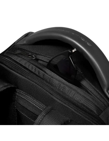 Zaino da viaggio porta PC da 15,6 in  tessuto e pelle vegana Piquadro, nero