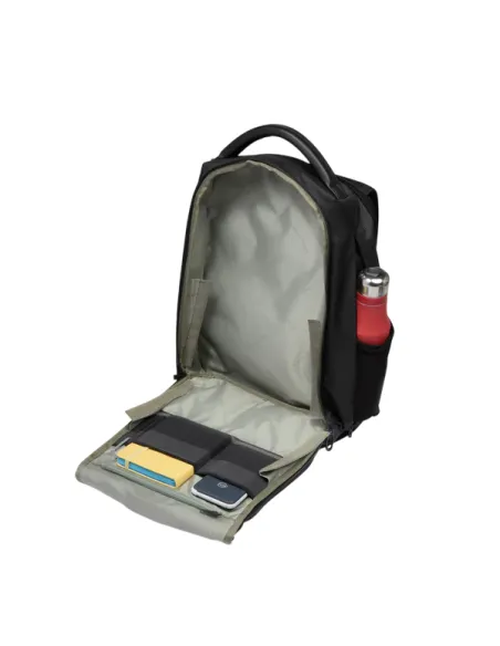 Reiserucksack mit 15,6 PC-Fach aus Stoff und veganem Leder Piquadro, schwarz