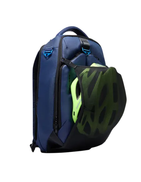 Zaino da viaggio porta PC da 15,6 in  tessuto e pelle vegana Piquadro, blu