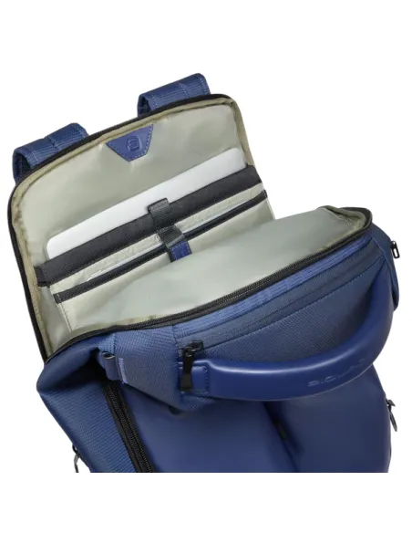 Reiserucksack mit 15,6 PC-Fach aus Stoff und veganem Leder Piquadro, blau