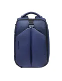 Piquadro expandable travel backpack with 17.3 PC compartment in fabric and vegan leather, blue