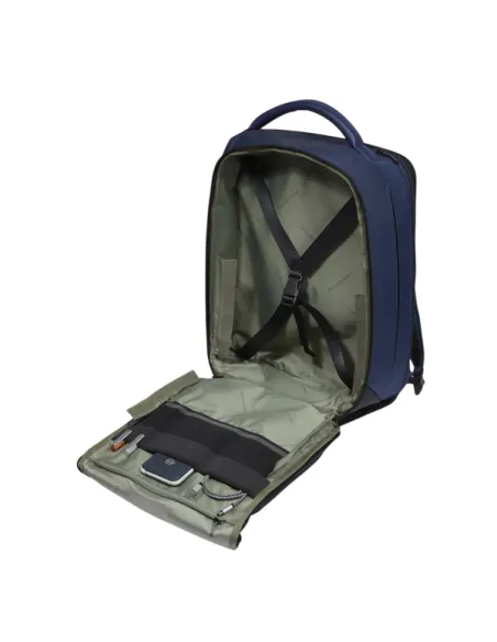 Zaino da viaggio espandibile porta pc da 17,3 in tessuto e pelle vegana Piquadro, blu