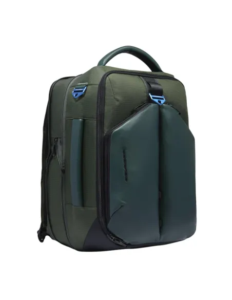 Zaino da viaggio espandibile porta pc da 17,3 in tessuto e pelle vegana Piquadro, verde