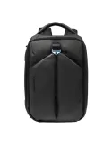 Expandierbarer Reiserucksack mit 17,3 PC-Fach aus Stoff und veganem Leder Piquadro, schwarz