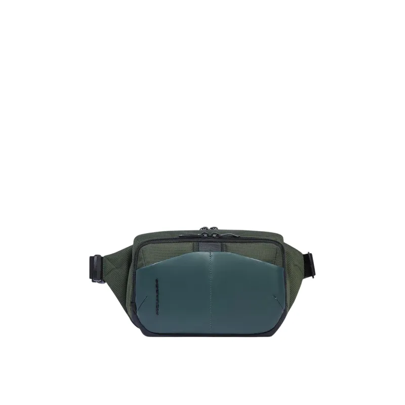 Marsupio in tessuto e pelle vegana Piquadro, verde