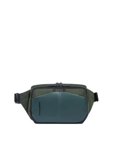 Marsupio in tessuto e pelle vegana Piquadro, verde