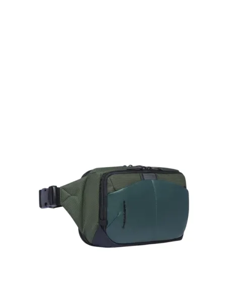 Piquadro PQ-Earth Gürteltasche aus Stoff und veganem Leder, grün