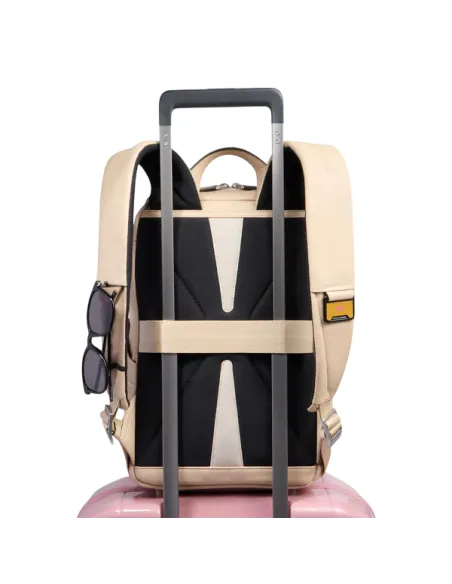 Piquadro Than klein Leder Rucksack mit 13,3 Laptop Fach, beige