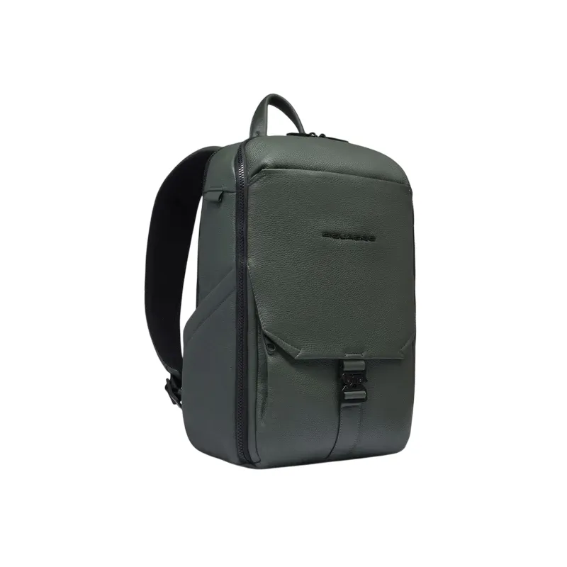 Piquadro Than medium leather computer backpack, green 2