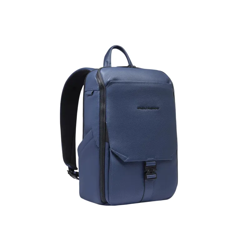 Piquadro Than medium leather computer backpack, blue 2