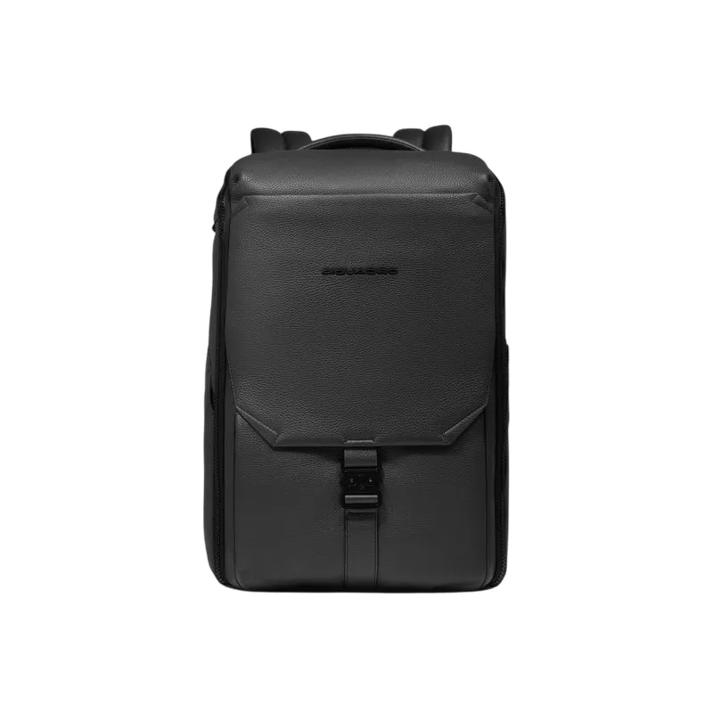 Zaino porta pc da 15,6 in pelle Piquadro Than, nero