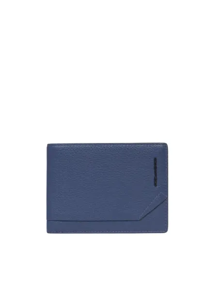 Piquadro Than leather men's wallet with coin purse, blue