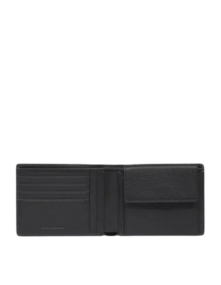 Piquadro Than leather men's wallet with coin purse, black