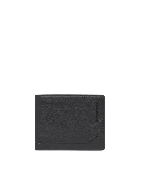 Piquadro Than small men's wallet with coin purse and removable ID holder, black
