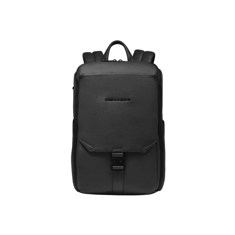 Zaino porta pc da 14 in pelle Piquadro Than, nero