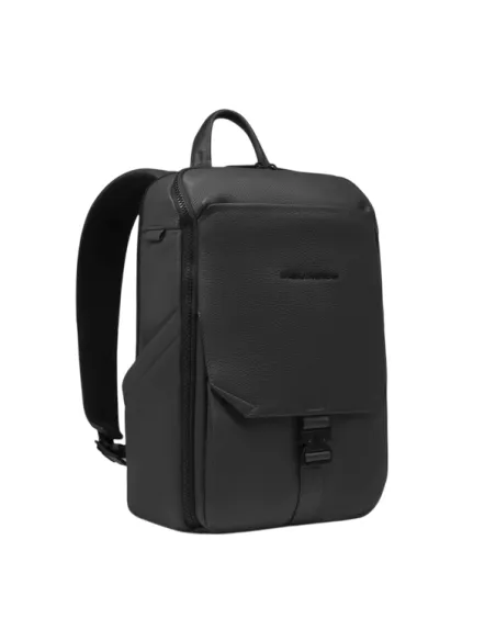 Zaino porta pc da 14 in pelle Piquadro Than, nero