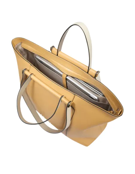 Piquadro Circle women's shopping bag with two handles, yellow