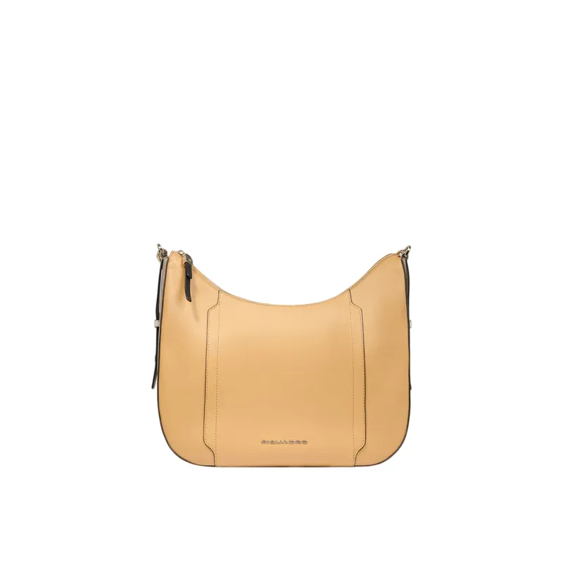 Piquadro Circle Umhängetasche aus Leder, gelb-beige