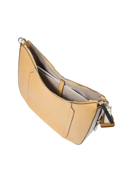 Piquadro Circle leather shoulder bag, yellow-beige