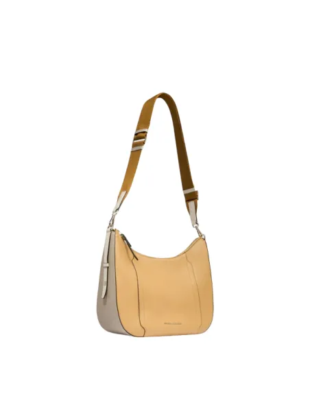Piquadro Circle leather shoulder bag, yellow-beige