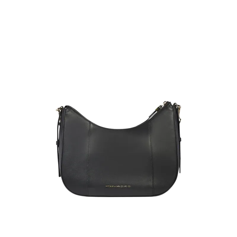 Piquadro Circle leather shoulder bag, black