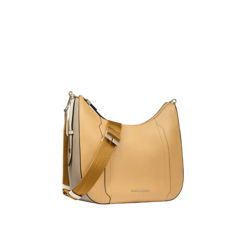 Piquadro Circle Umhängetasche aus Leder, gelb-beige 2