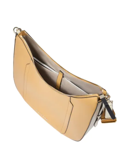 Piquadro Circle leather shoulder bag, yellow-beige