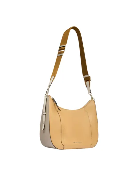 Piquadro Circle Umhängetasche aus Leder, gelb-beige