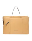 Piquadro Circle Expandable slim leather briefcase, yellow-beige