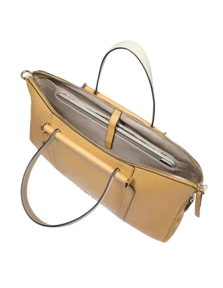 Cartella donna espandibile Piquadro Circle, giallo-beige