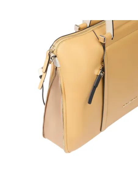 Cartella donna espandibile Piquadro Circle, giallo-beige