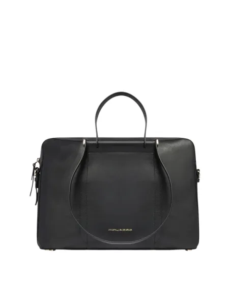 Piquadro Circle 15.6 laptop leather work bag for women, black