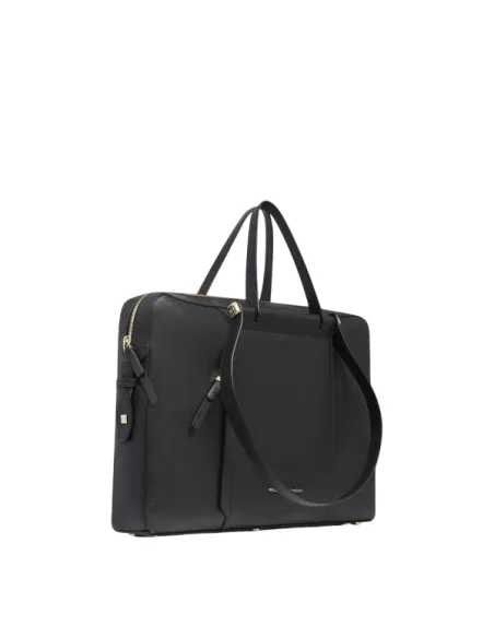 Piquadro Circle 15.6 laptop leather work bag for women, black