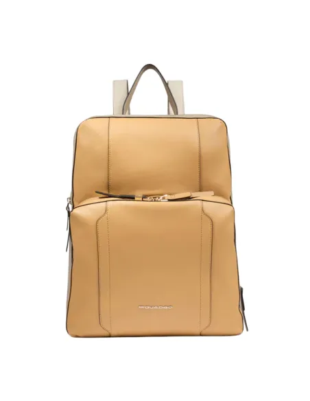 Piquadro Circle large women's computer backpack, yellow-beige