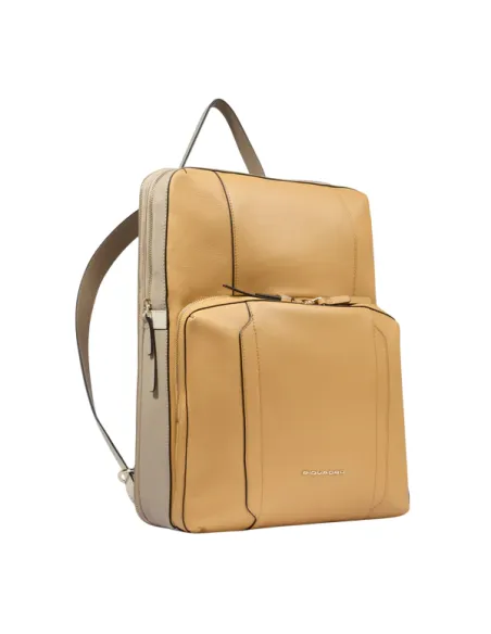 Piquadro Circle large women's computer backpack, yellow-beige