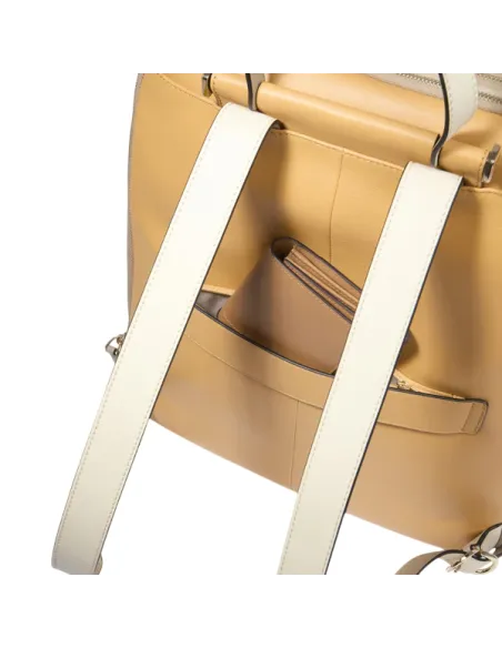 Piquadro Circle large women's computer backpack, yellow-beige